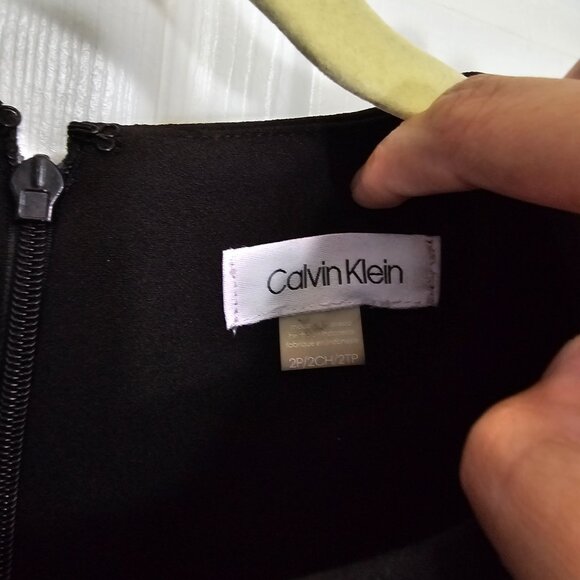 Calvin Klein Black Sleeveless Knee Length Fit + Flare Dress | Size 2P - Picture 5 of 7